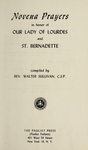 Cover for Novena prayers in honor of Our Lady of Lourdes and St. Bernadette