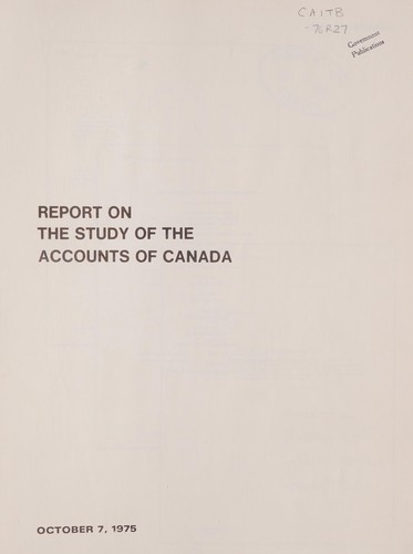 Cover for Report on the study of the accounts of Canada; October 7, 1975.