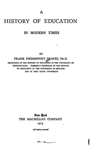 Cover for A History of Education in Modern Times