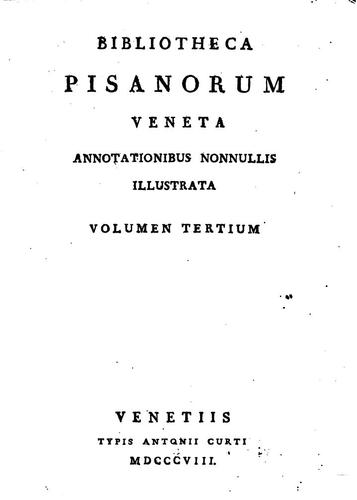 Cover for Bibliotheca Pisanorum veneta