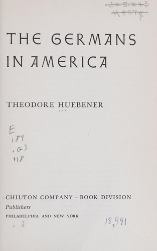 Cover for The Germans in America.