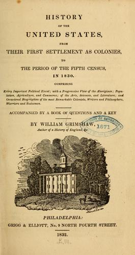 Cover for History of the United States, from their first settlement as colonies, to the period of the fifth census, in 1830