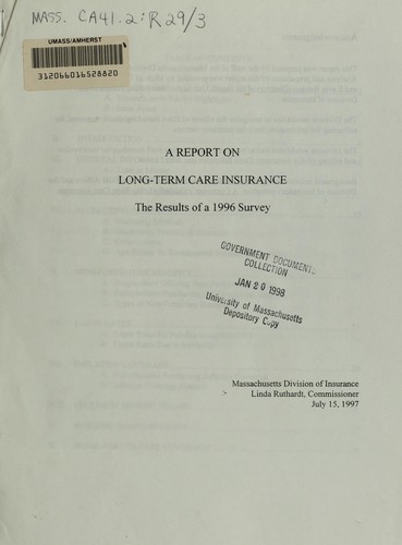 Cover for A report on long-term care insurance