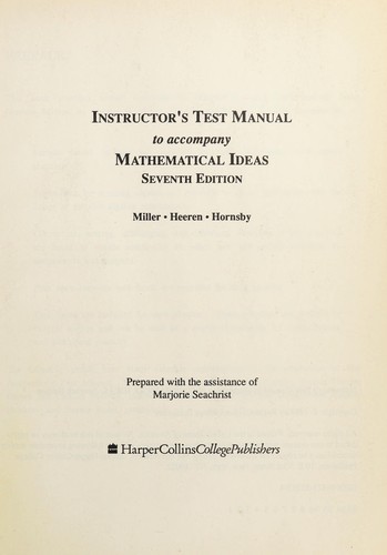 Cover for Mathematical Ideas (Instructor's Test Manual)