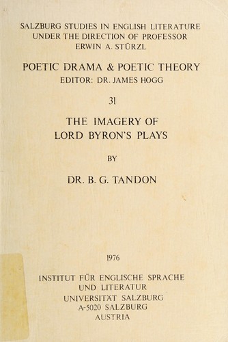 Cover for The imagery of Lord Byron's plays