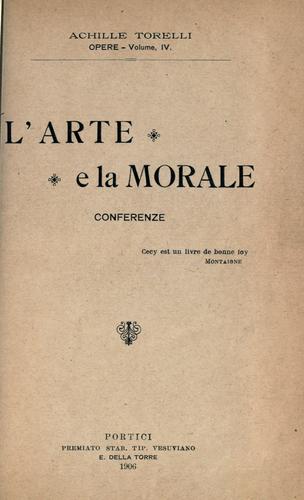 Cover for L' arte e la morale