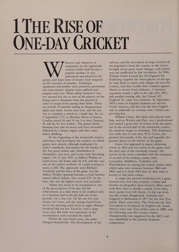 Cover for ONE DAY CRICKET WITH FULL COVERAGE OF THE FOUR WORLD CUPS.