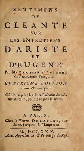 Cover for Sentimens de Cl©♭ante sur les Entretiens d'Ariste et d'Eug©·ne