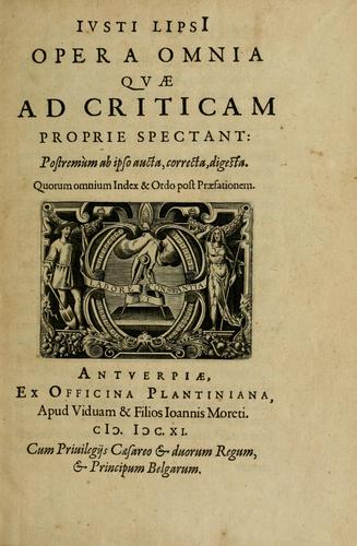 Cover for Justi Lipsii opera