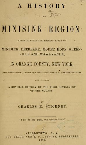 Cover for history of the Minisink region