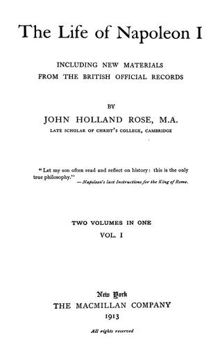 Cover for The life of Napoleon I
