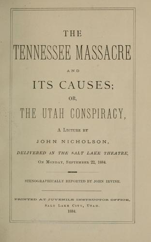 Cover for The Tennessee massacre and its causes