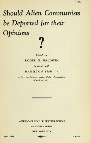 Cover for Should alien communists be deported for their opinions?