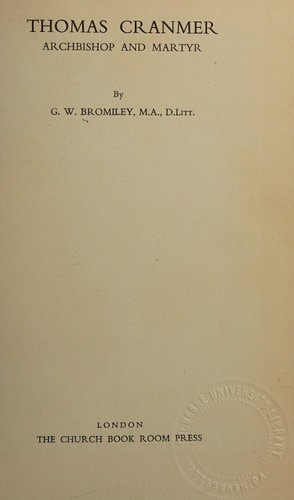 Cover for Thomas Cranmer
