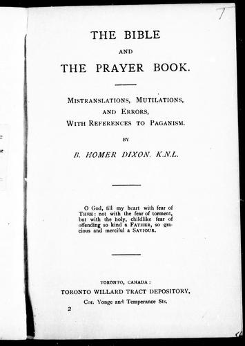 Cover for The Bible and the prayer book