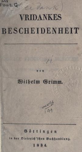 Cover for Vridankes Bescheidenheit