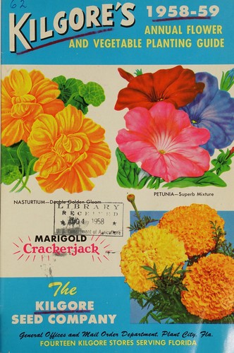Cover for Kilgore's 1958-59 annual flower and vegetable planting guide