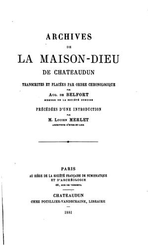 Cover for archives de La Maison-dieu de chateaudun