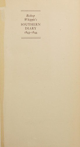 Cover for Bishop Whipple's Southern Diary, 1843-1844