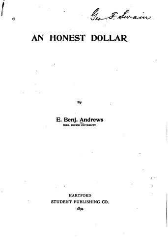 Cover for An honest dollar.