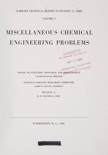 Cover for Miscellaneous chemical engineering problems