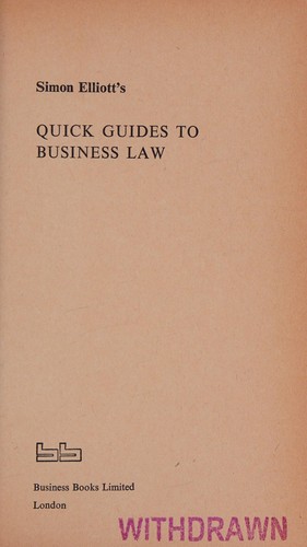 Cover for Simon Elliott's quick guides to business law.