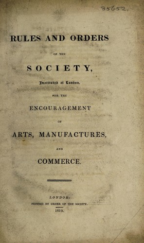 Cover for Rules and orders of the Society