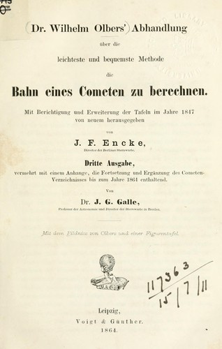 Cover for Abhandlung über die leichteste und bequemst Methode die Bahn eines Cometen zu berechnen.