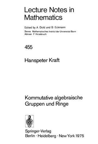 Cover for Kommutative algebraische Gruppen und Ringe