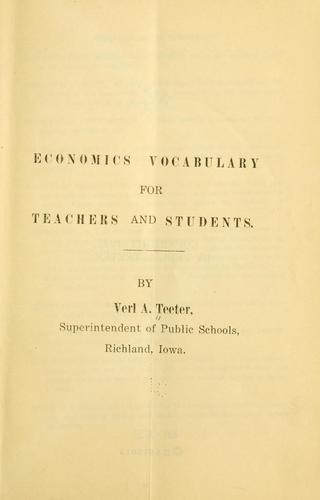 Cover for Economics vocabulary for teachers and students.