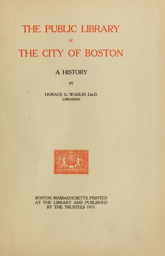 Cover for The Public Library of the city of Boston
