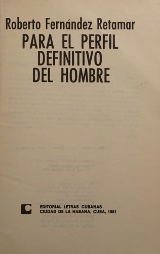 Cover for Para el perfil definitivo del hombre