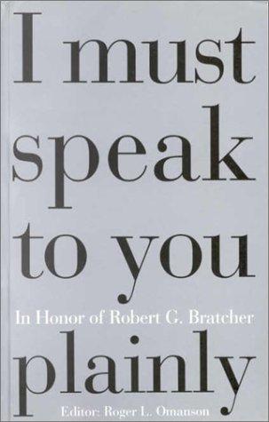 Cover for I must speak to you plainly