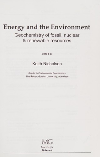Cover for Energy and the environment