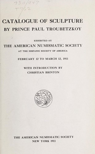 Cover for Catalogue of sculpture by Prince Paul Troubetzkoy