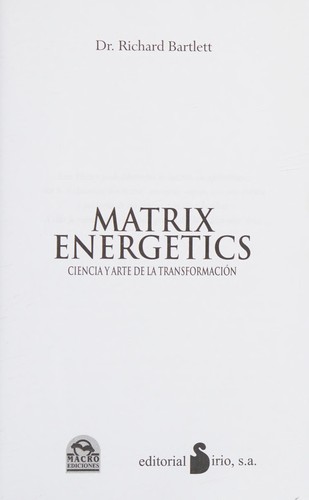 Cover for Matrix energetics