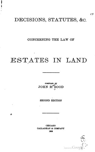 Cover for Decisions, statutes, etc., concerning the law of estates in land