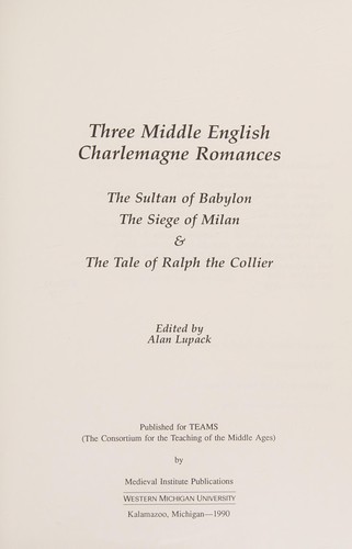 Cover for Three Middle English Charlemagne romances