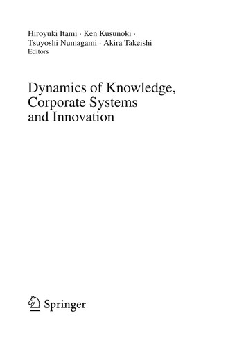 Cover for Dynamics of Knowledge, Corporate Systems and Innovation