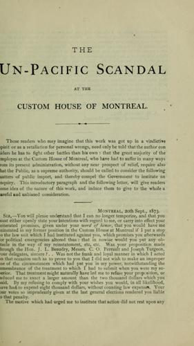 Cover for The un-Pacific scandal at the custom-house of Montreal