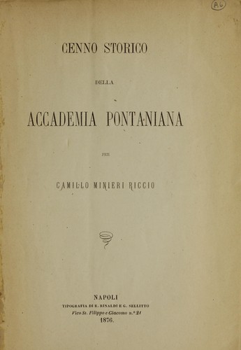 Cover for Cenno storico della Accademia Pontaniana