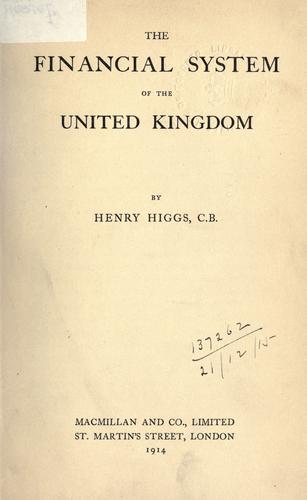 Cover for The financial system of the United Kingdom.