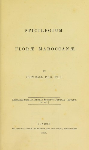Cover for Spicilegium florae Maroccanae