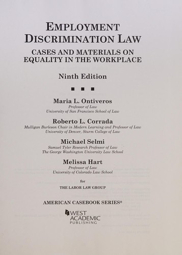 Cover for Employment Discrimination Law, Cases and Materials on Equality in the Workplace