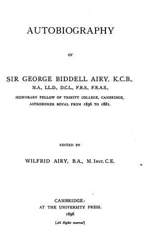 Cover for Autobiography of Sir George Biddell Airy ...