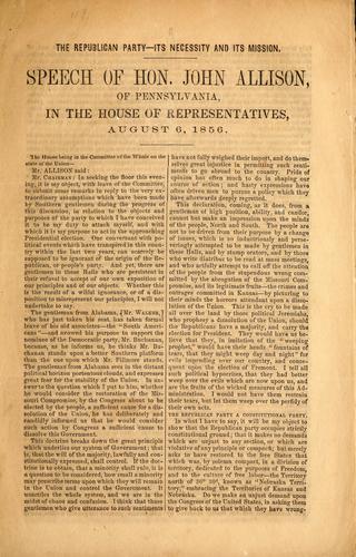 Cover for Speech of Hon. John Allison
