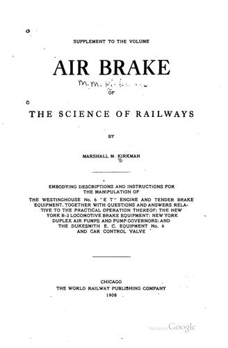 Cover for Supplement to the Volume Air Brake of The Science of Railways