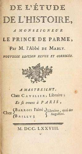 Cover for De l'étude de l'histoire