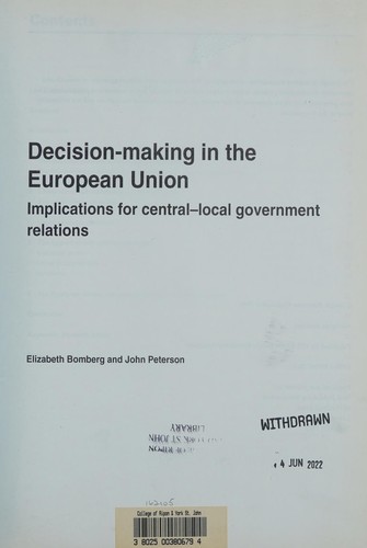 Cover for Decision-making in the European Union