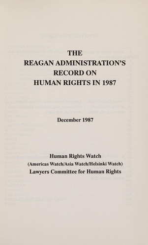 Cover for The Reagan administration's record on human rights in 1987